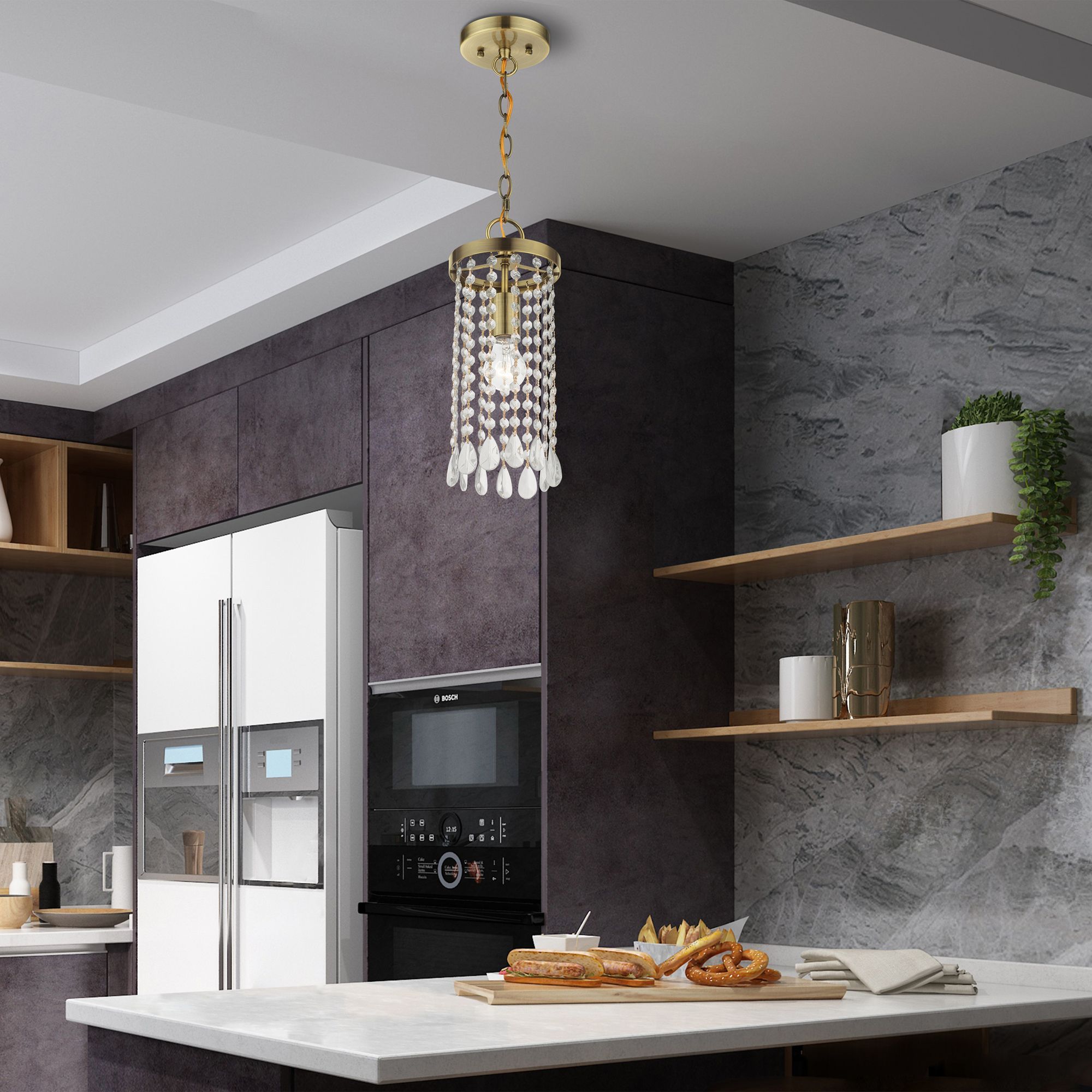 Elizabeth 1 Light Antique Brass Mini Pendant