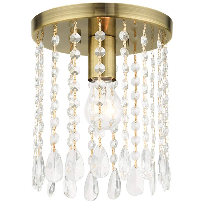 Image 1 Elizabeth 1 Light Antique Brass Petite Flush Mount