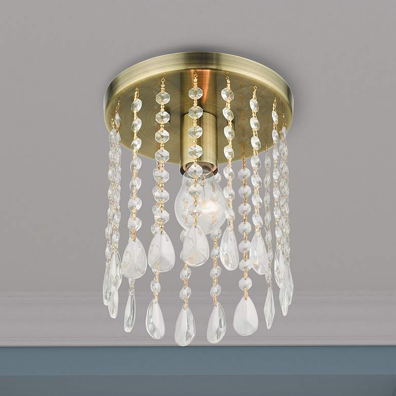 Image 1 Elizabeth 1 Light Antique Brass Petite Flush Mount