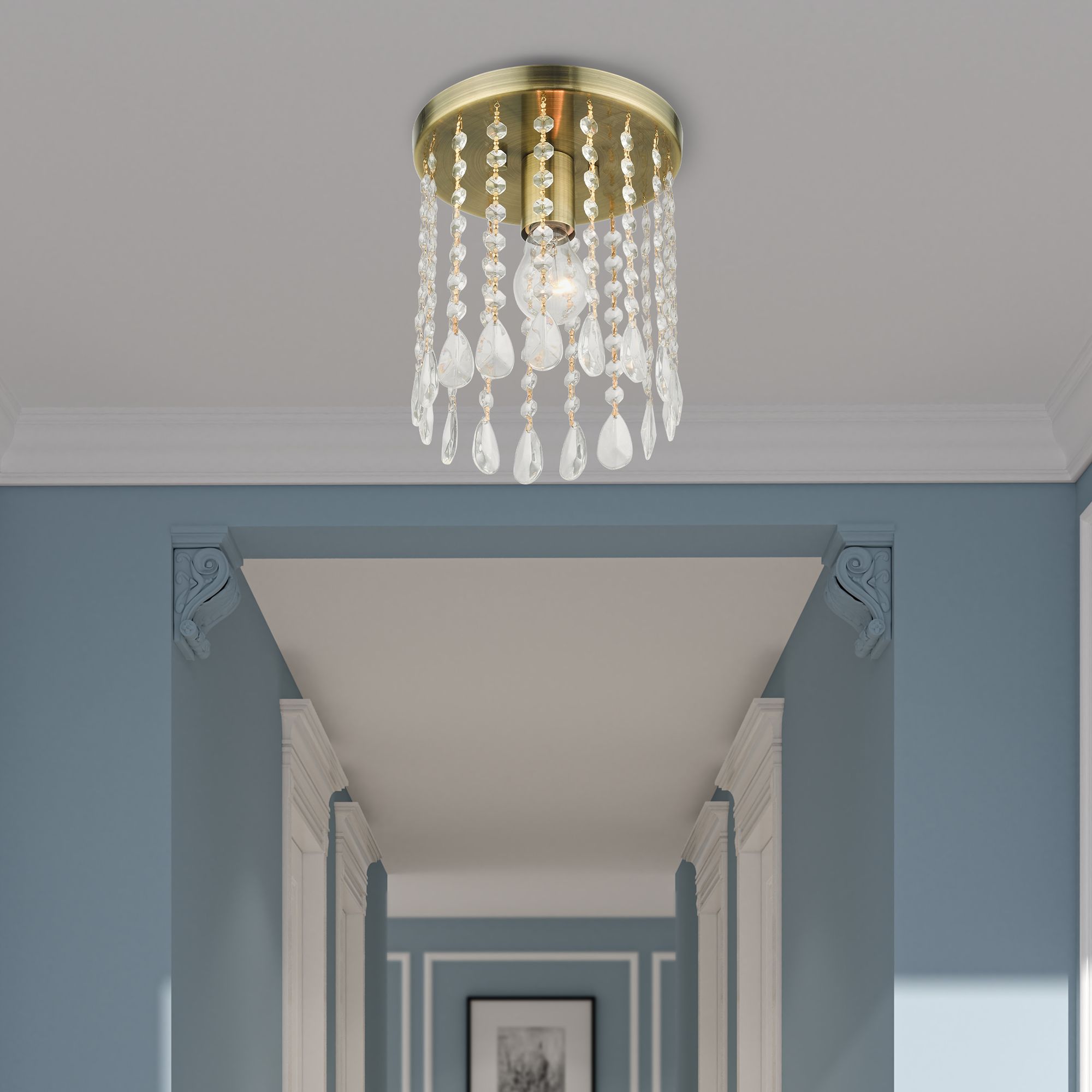 Elizabeth 1 Light Antique Brass Petite Flush Mount