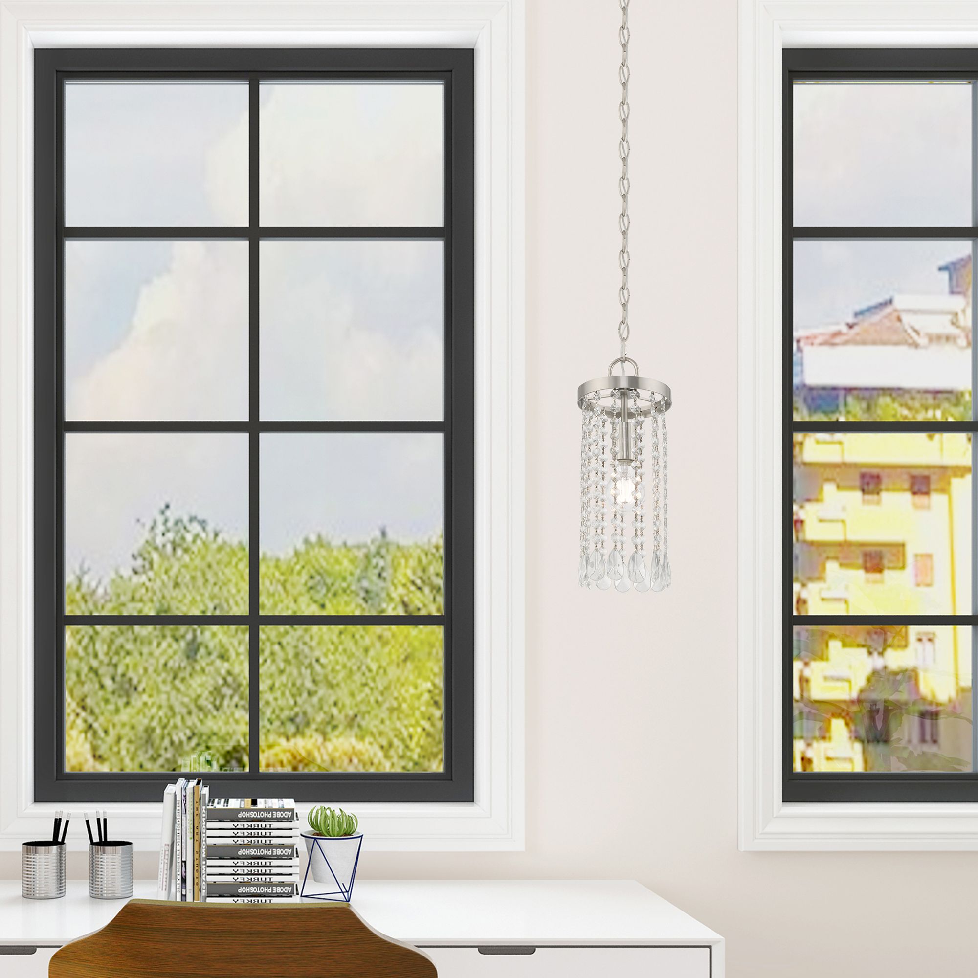 Elizabeth 1 Light Brushed Nickel Mini Pendant