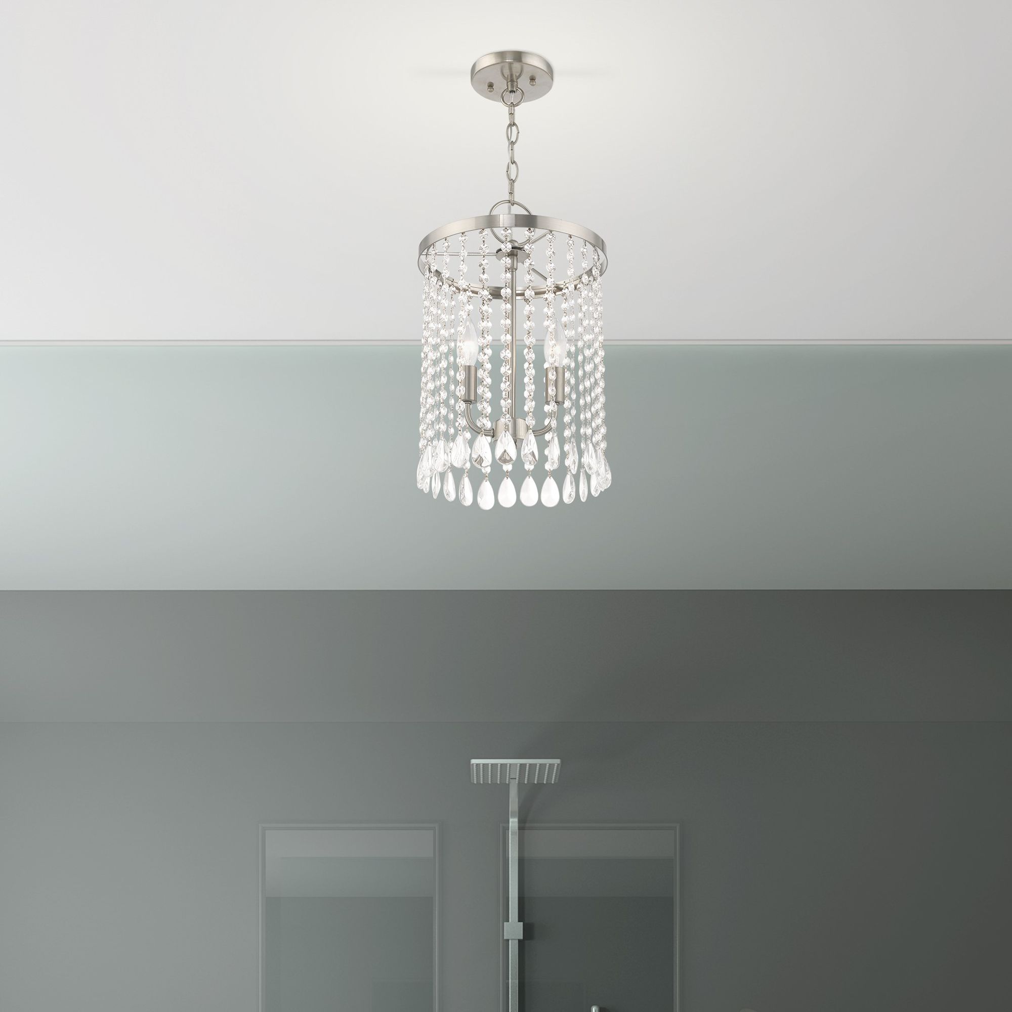 Elizabeth 2 Light Brushed Nickel Mini Pendant