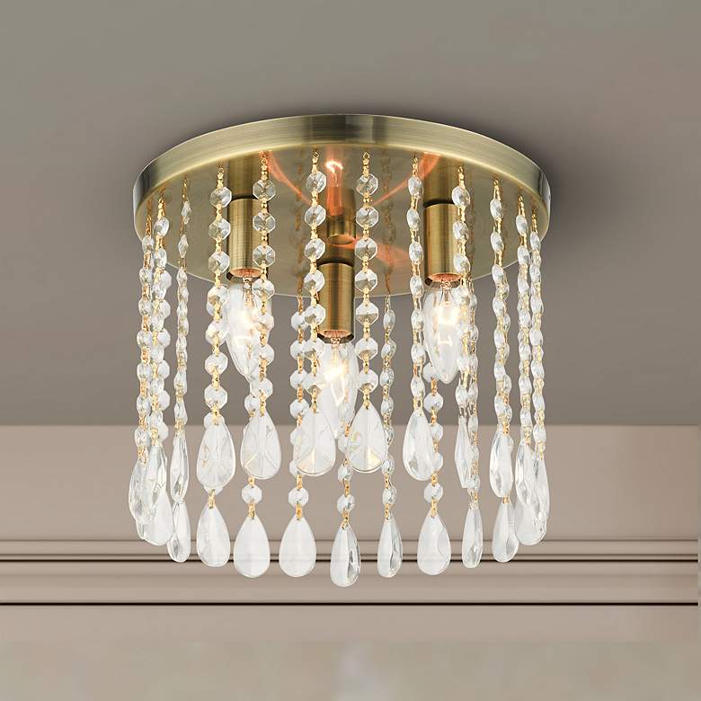 Image 1 Elizabeth 3 Light Antique Brass Flush Mount