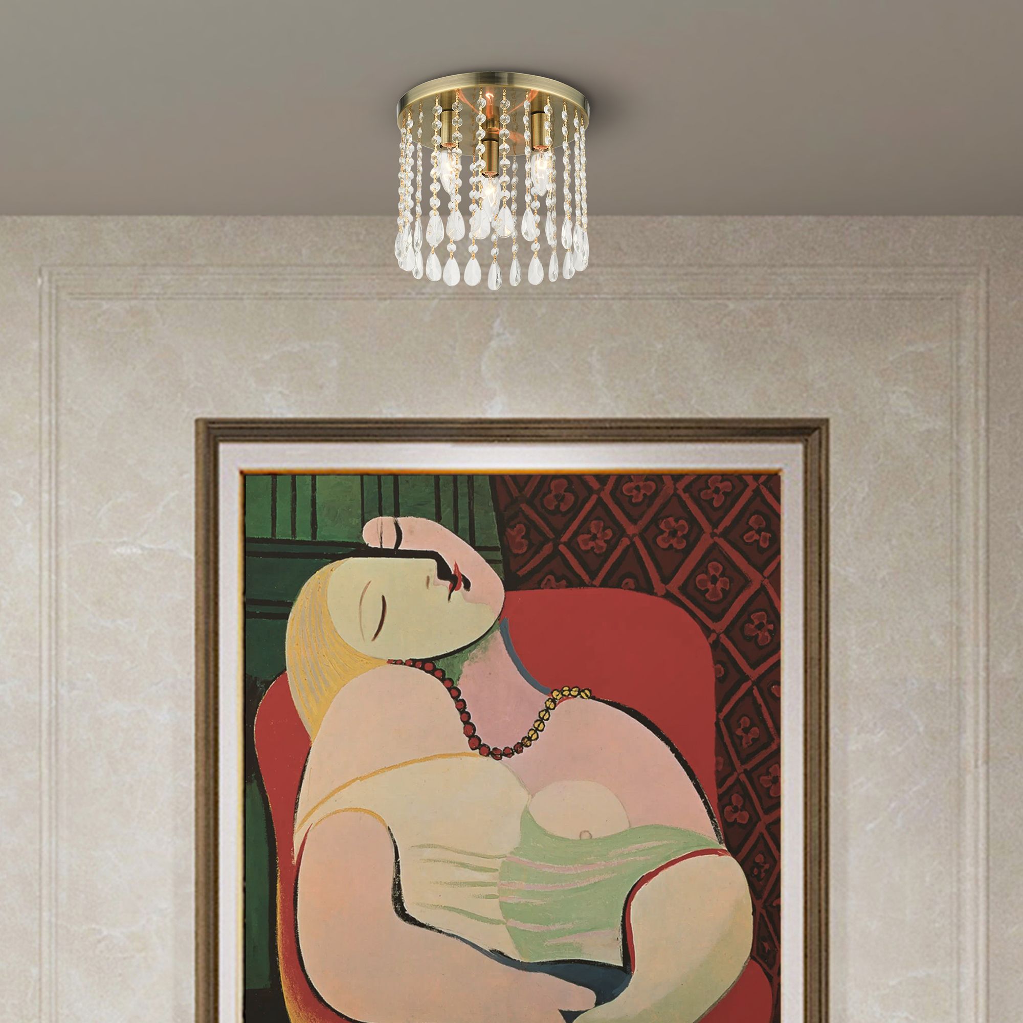 Elizabeth 3 Light Antique Brass Flush Mount