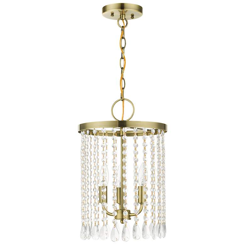 Image 2 Elizabeth 3 Light Antique Brass Pendant Chandelier