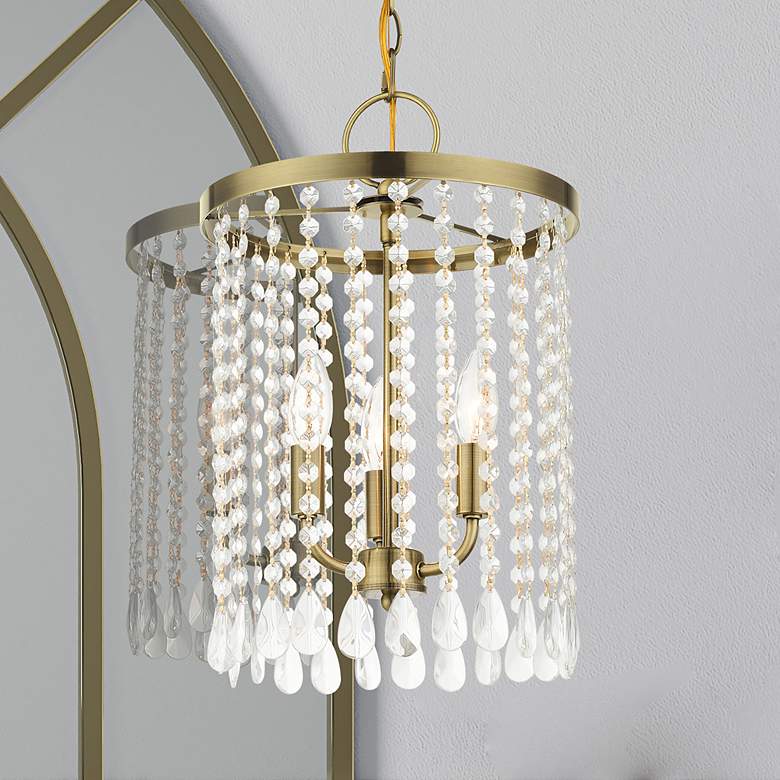 Image 1 Elizabeth 3 Light Antique Brass Pendant Chandelier