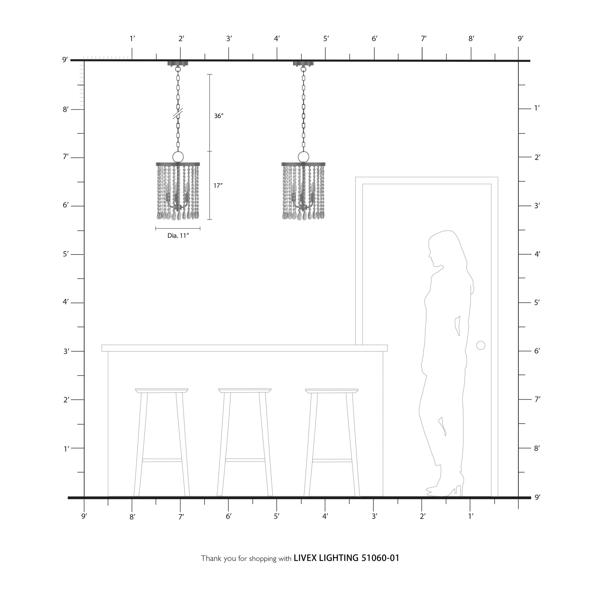 Elizabeth 3 Light Antique Brass Pendant Chandelier
