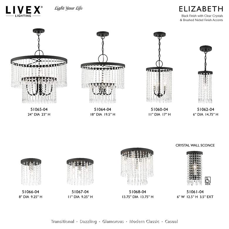 Image 7 Elizabeth 3 Light Black Pendant Chandelier more views