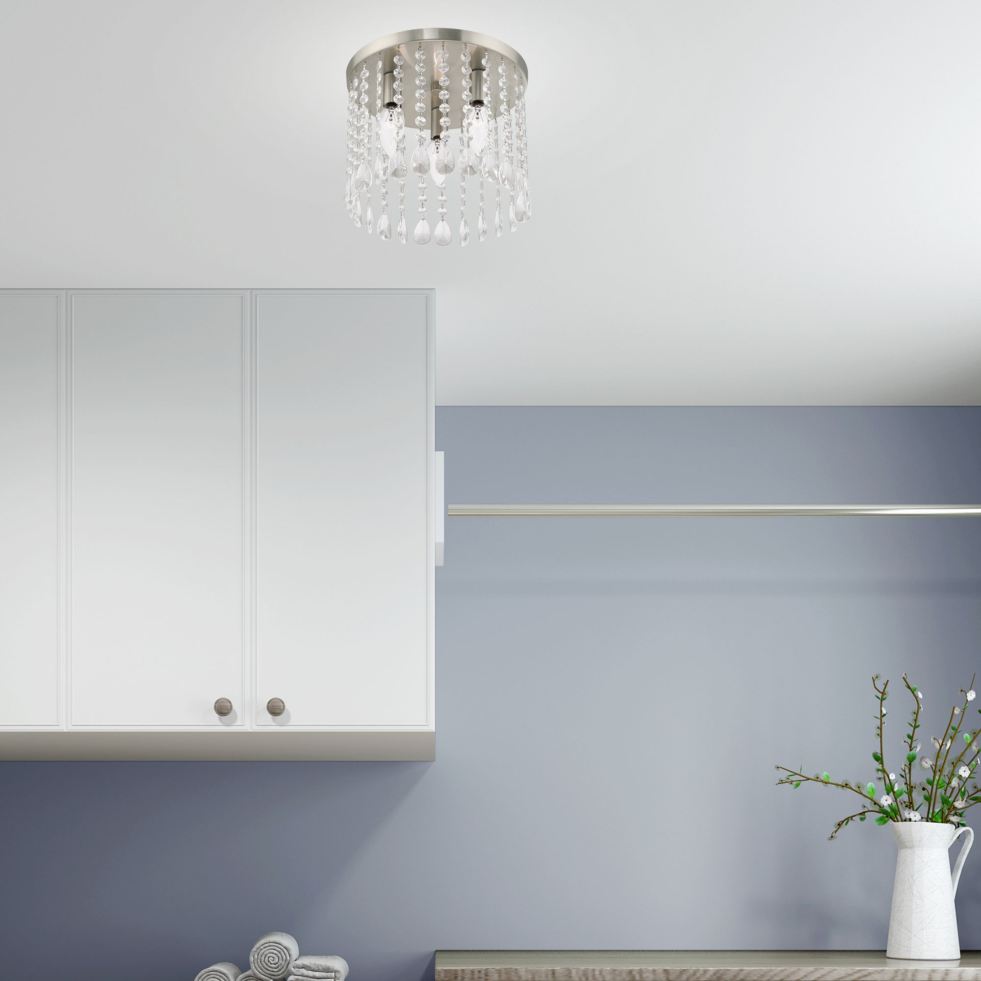 Elizabeth 3 Light Brushed Nickel Ceiling Mount