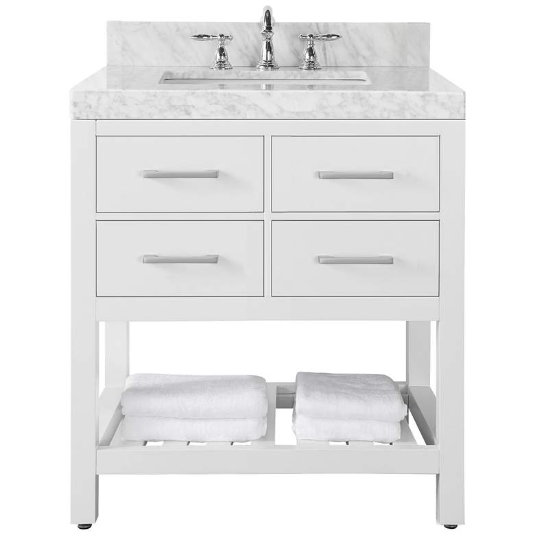 Image 1 Elizabeth 36 inch Wide Single Sink White Marble Vanity