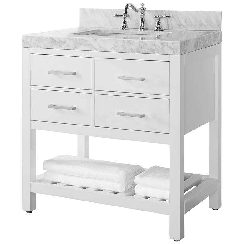 Image 2 Elizabeth 36" Wide Single Sink White Marble Vanity more views