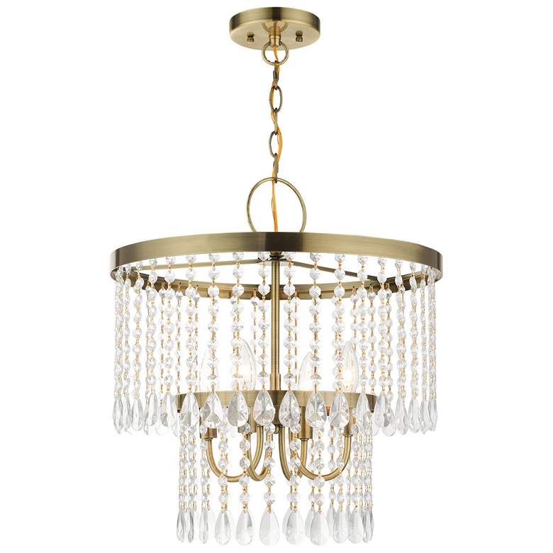 Image 1 Elizabeth 4 Light Antique Brass Pendant Chandelier