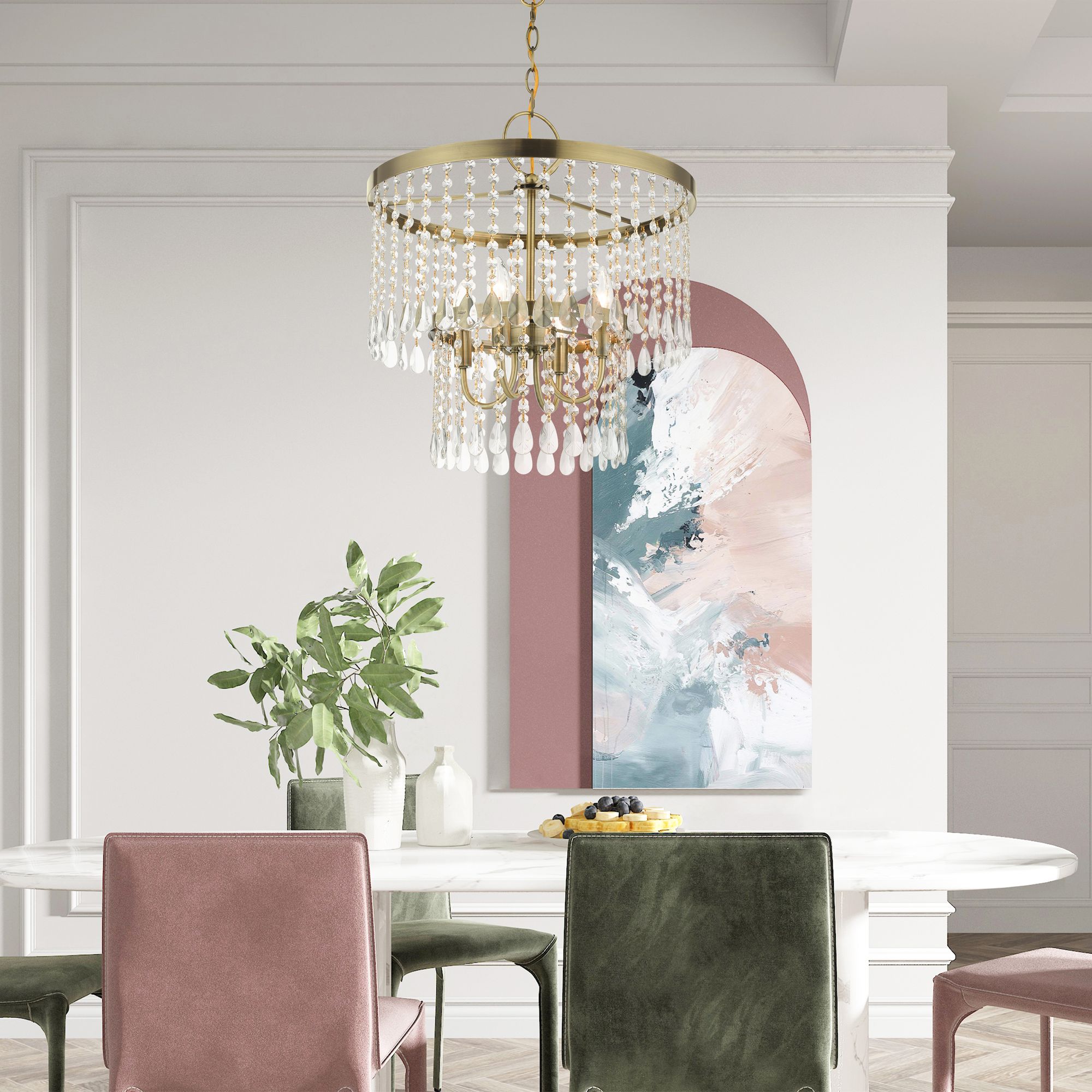 Elizabeth 4 Light Antique Brass Pendant Chandelier