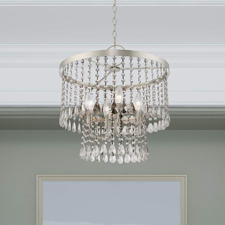 Image 1 Elizabeth 4 Light Brushed Nickel Pendant Chandelier