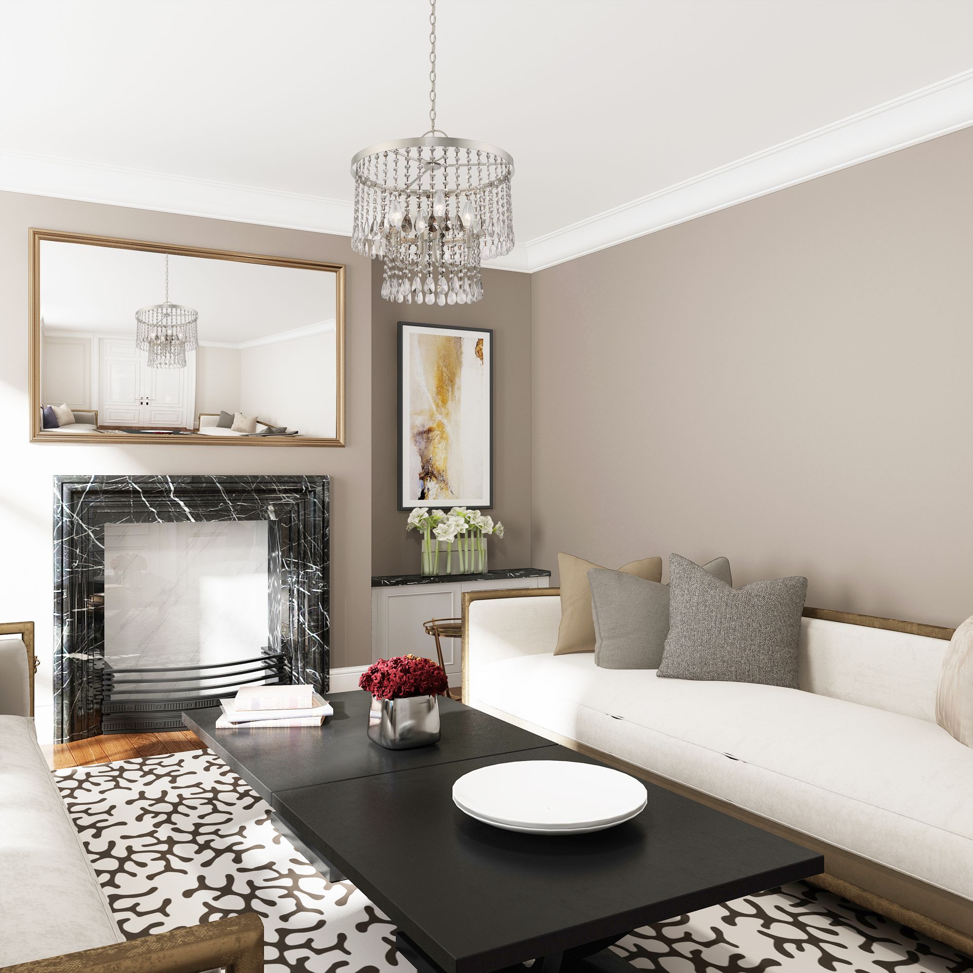 Elizabeth 4 Light Brushed Nickel Pendant Chandelier