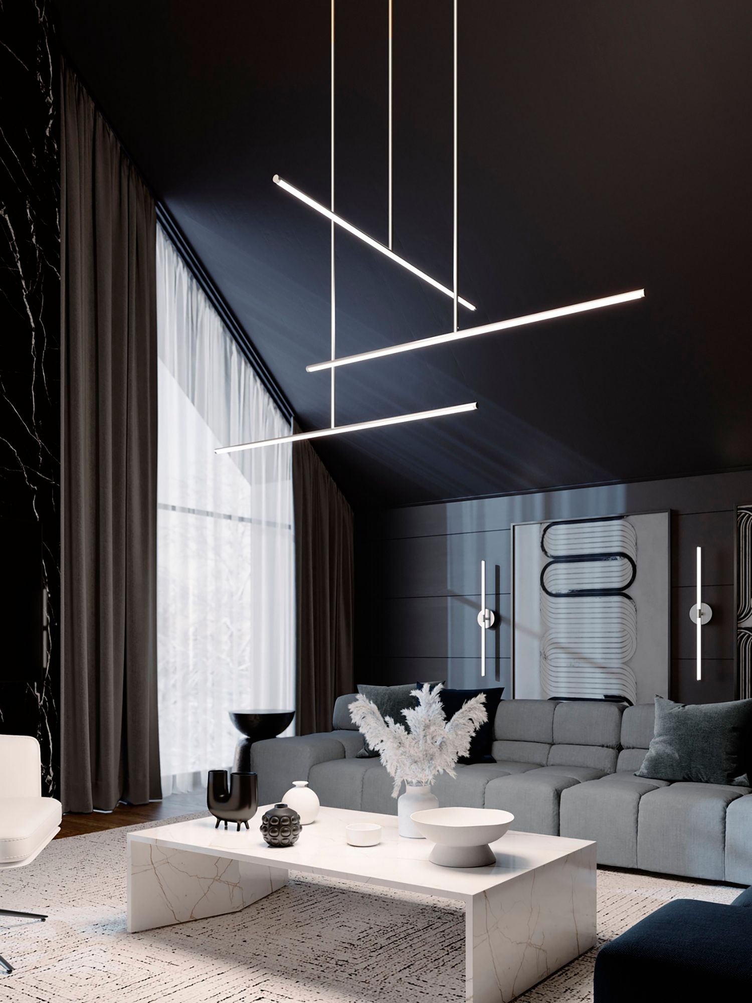 Image 2 Elizabeth 42" Wide Satin Nickel 25W LED Pendant more views