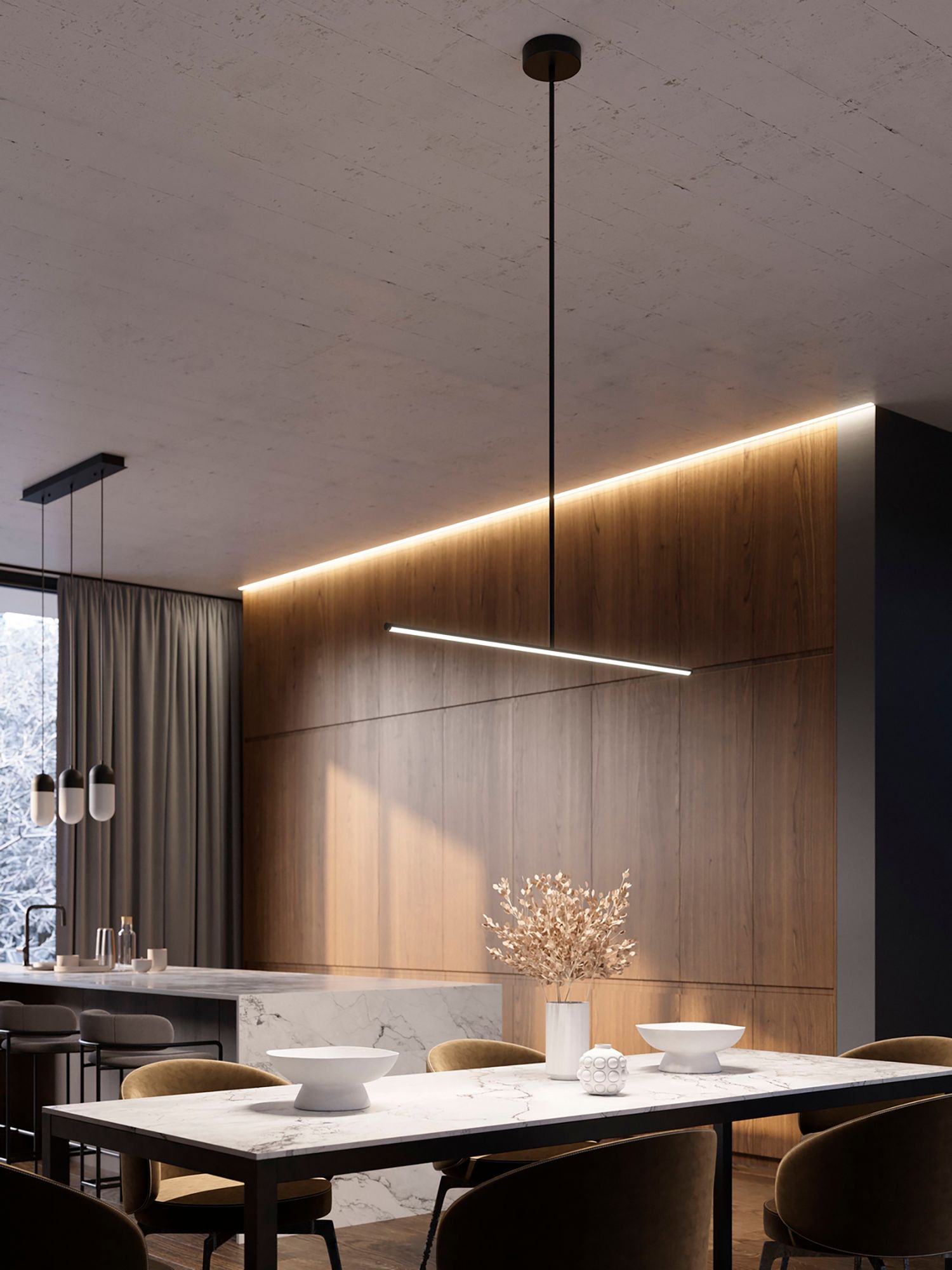 Image 3 Elizabeth 42" Wide Black 25W LED Pendant more views