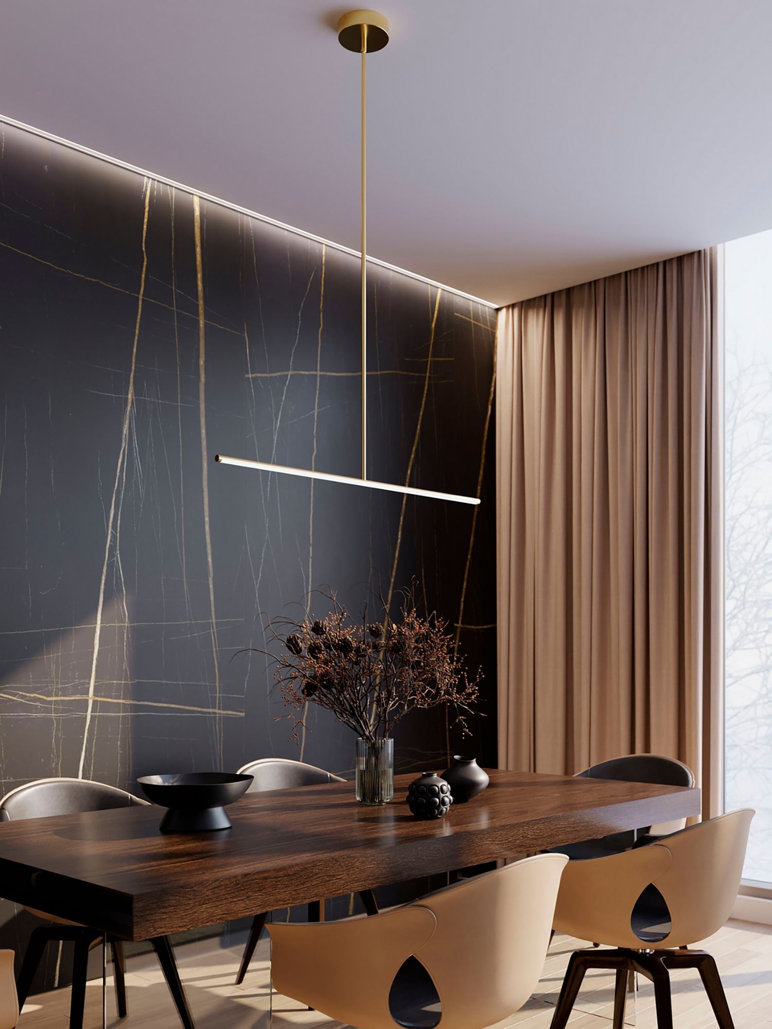 Image 2 Elizabeth 42" Wide Light Antique Brass 25W LED Pendant more views