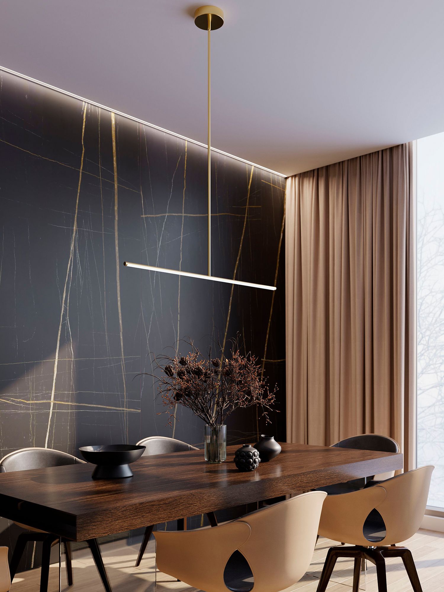 Image 3 Elizabeth 42" Wide Light Antique Brass 25W LED Pendant more views