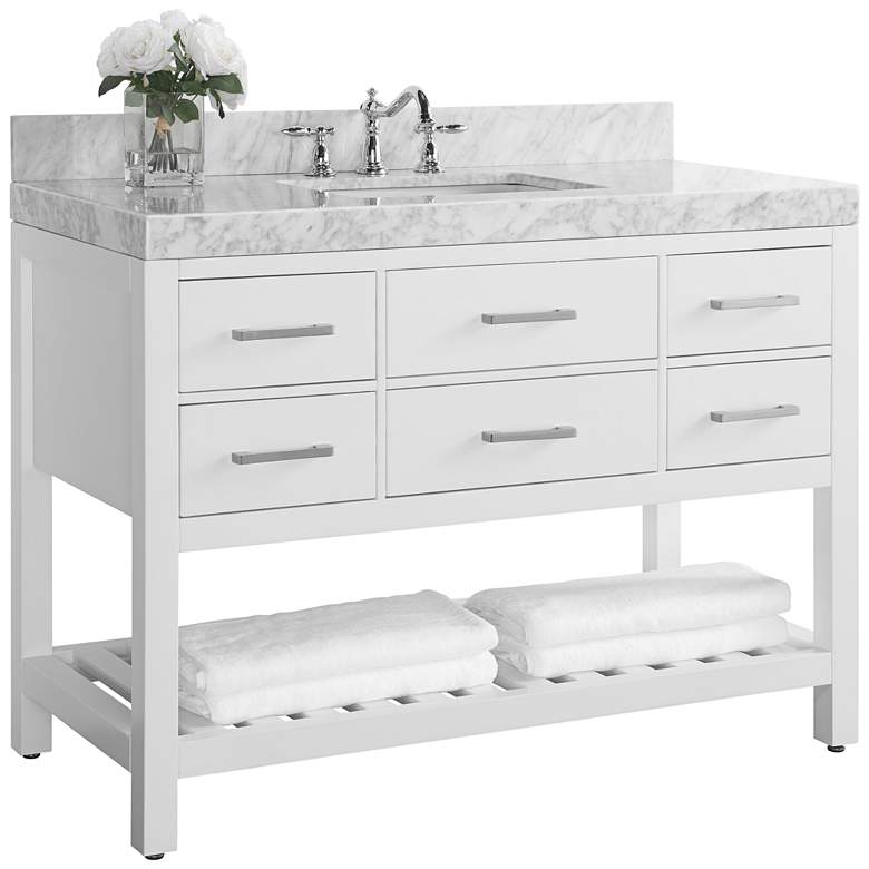 Elizabeth 48&quot; Wide Nickel White Marble Single Sink Vanity