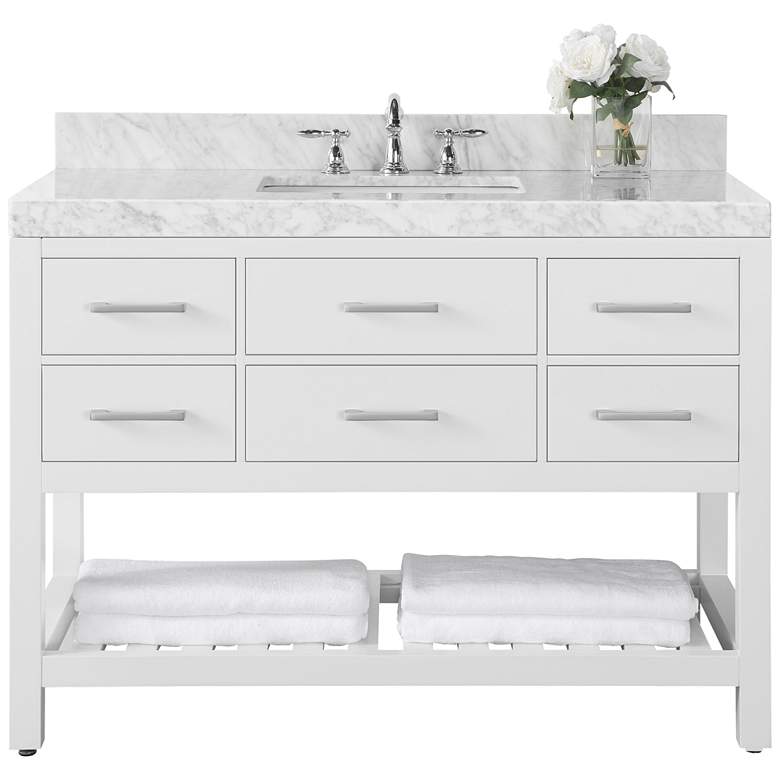 Image 2 Elizabeth 48 inch Wide Nickel White Marble Single Sink Vanity more views