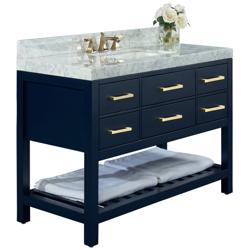 Elizabeth 48&quot;W Heritage Blue White Marble Single Sink Vanity