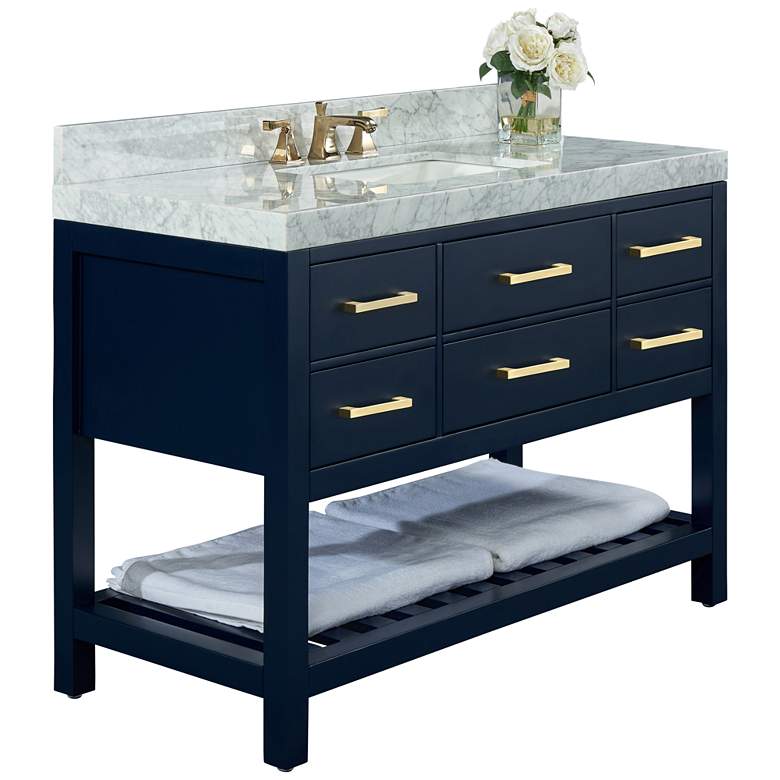 Image 1 Elizabeth 48 inchW Heritage Blue White Marble Single Sink Vanity