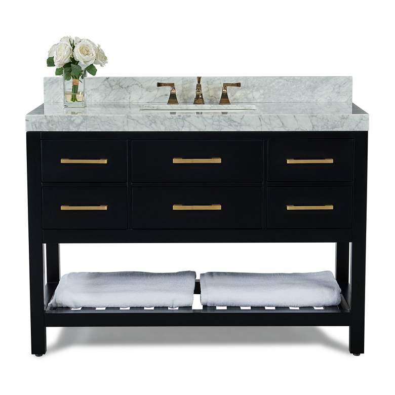 Image 5 Elizabeth 48"W Onyx Black White Marble Single Sink Vanity more views