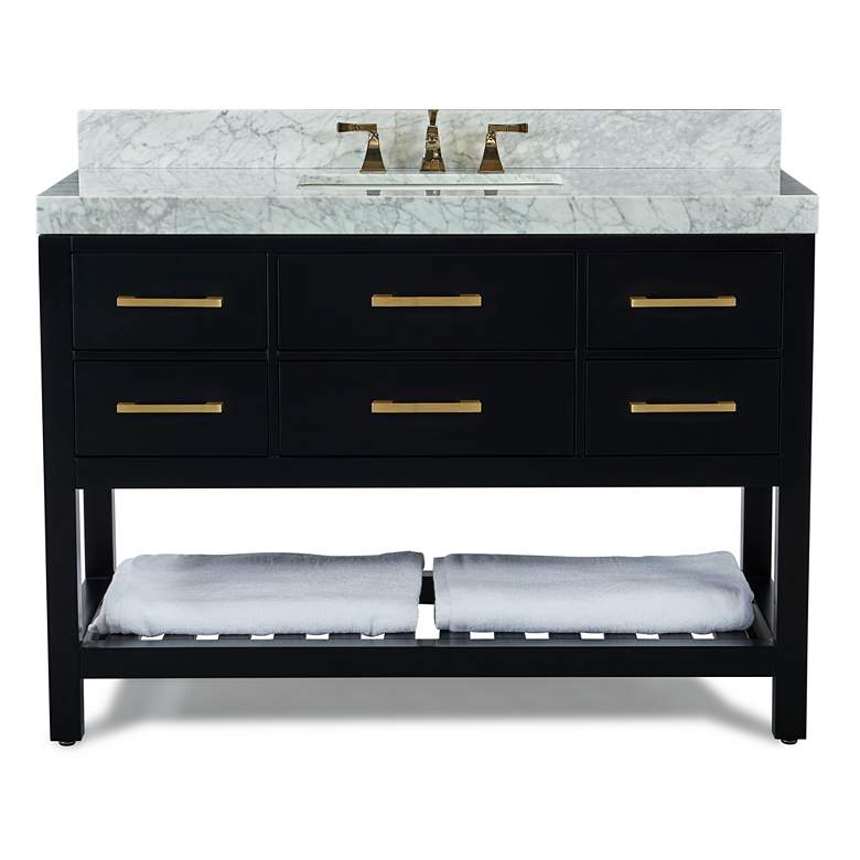 Image 6 Elizabeth 48"W Onyx Black White Marble Single Sink Vanity more views
