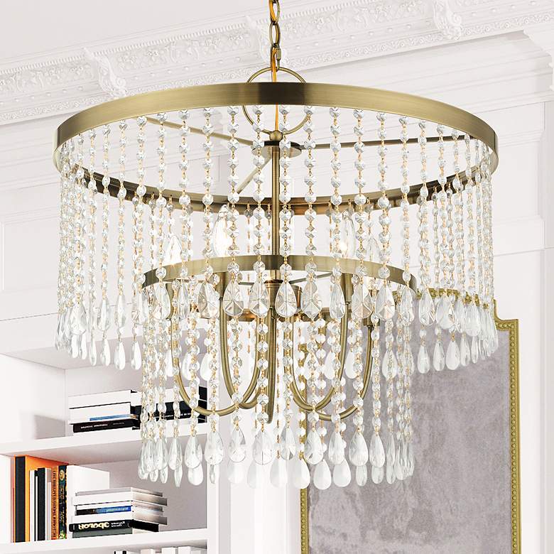 Image 1 Elizabeth 5 Light Antique Brass Pendant Chandelier