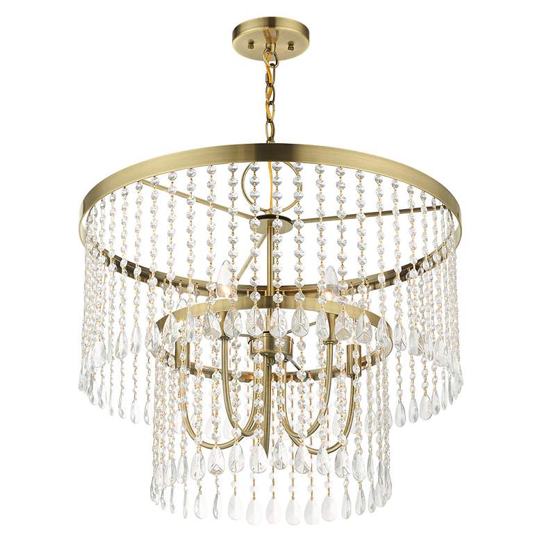 Image 5 Elizabeth 5 Light Antique Brass Pendant Chandelier more views