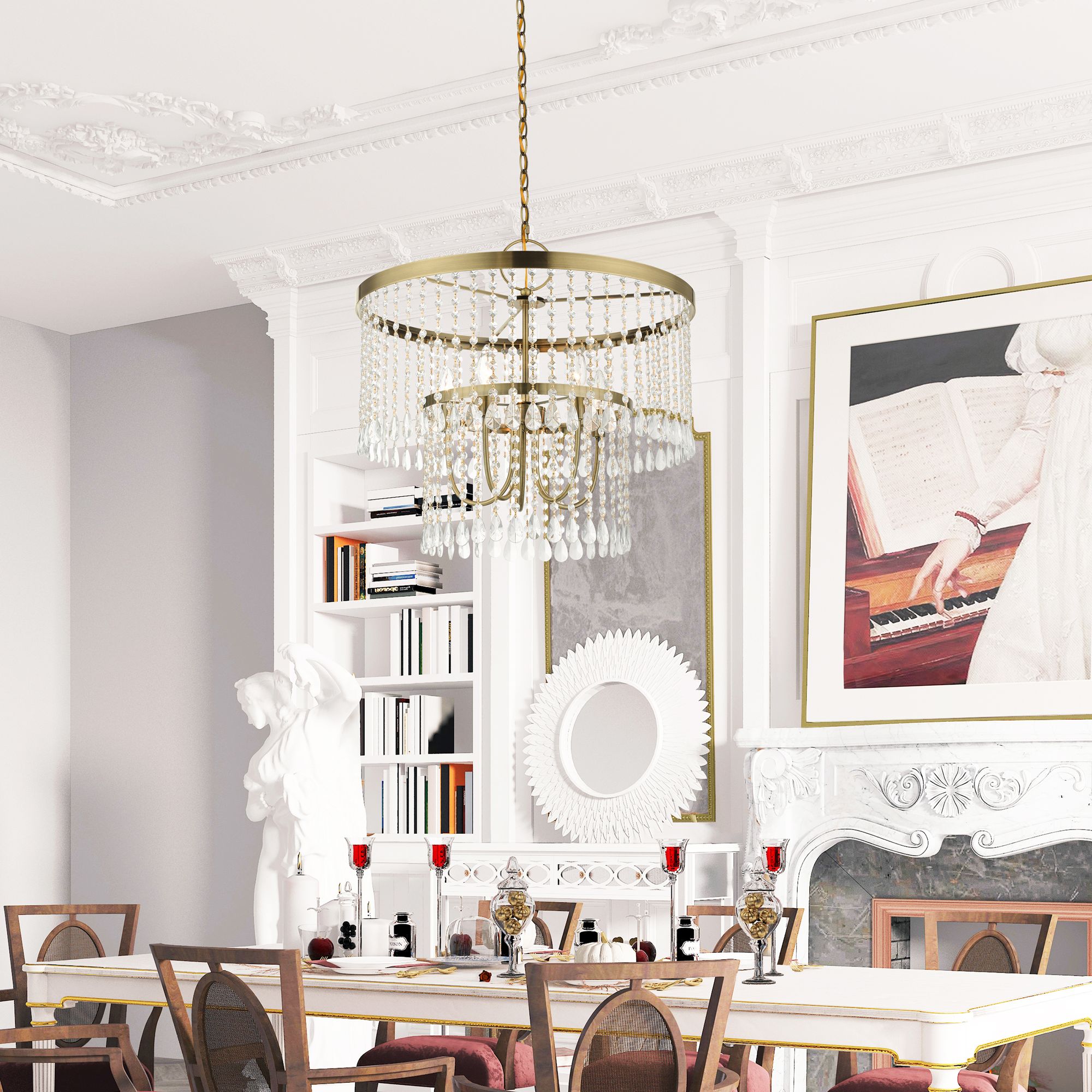 Elizabeth 5 Light Antique Brass Pendant Chandelier