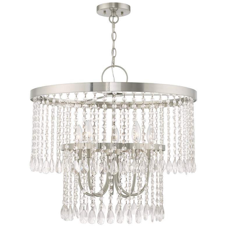 Image 1 Elizabeth 5 Light Brushed Nickel Pendant Chandelier