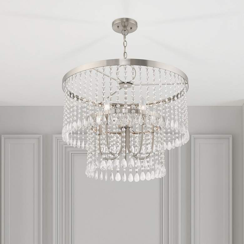 Image 1 Elizabeth 5 Light Brushed Nickel Pendant Chandelier
