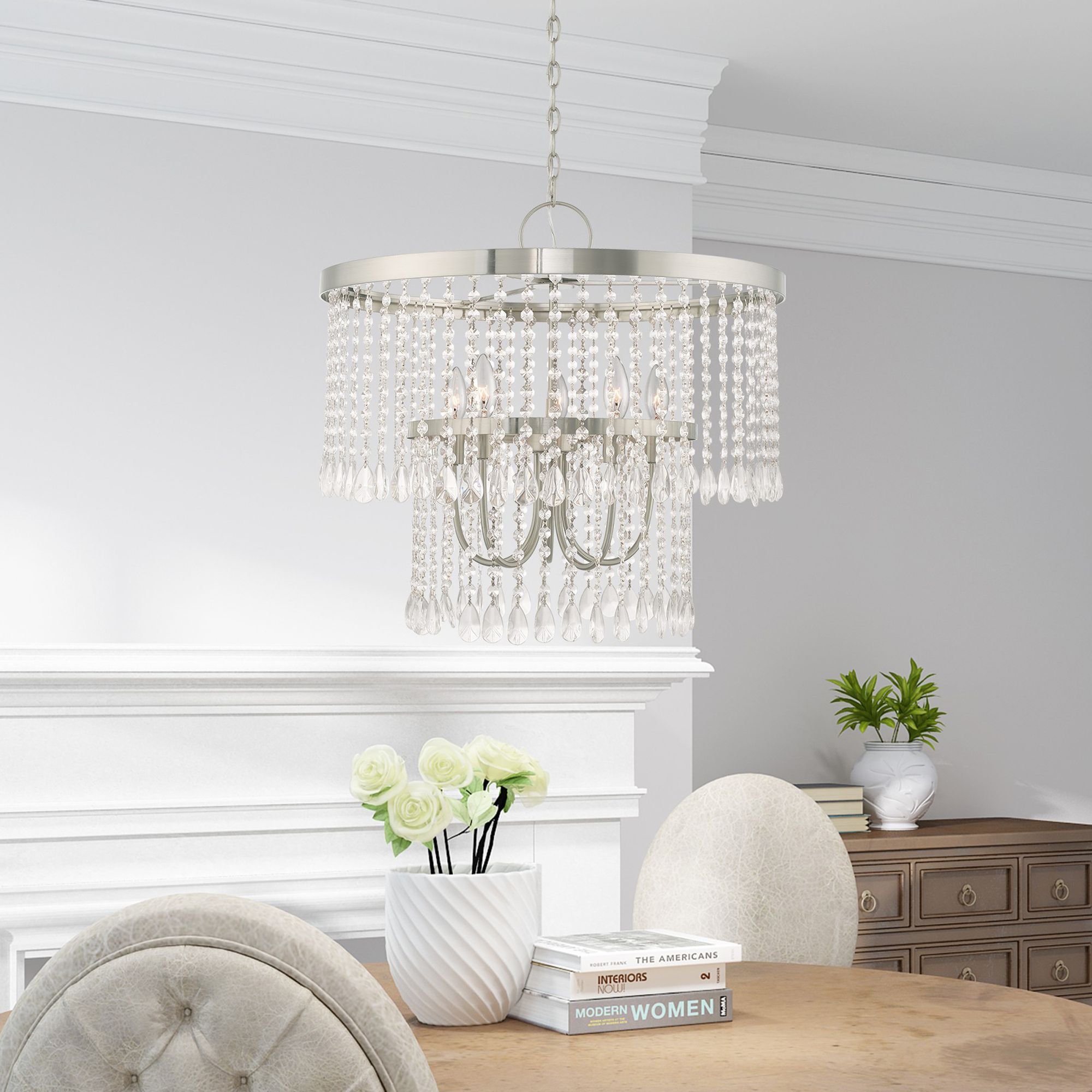 Elizabeth 5 Light Brushed Nickel Pendant Chandelier