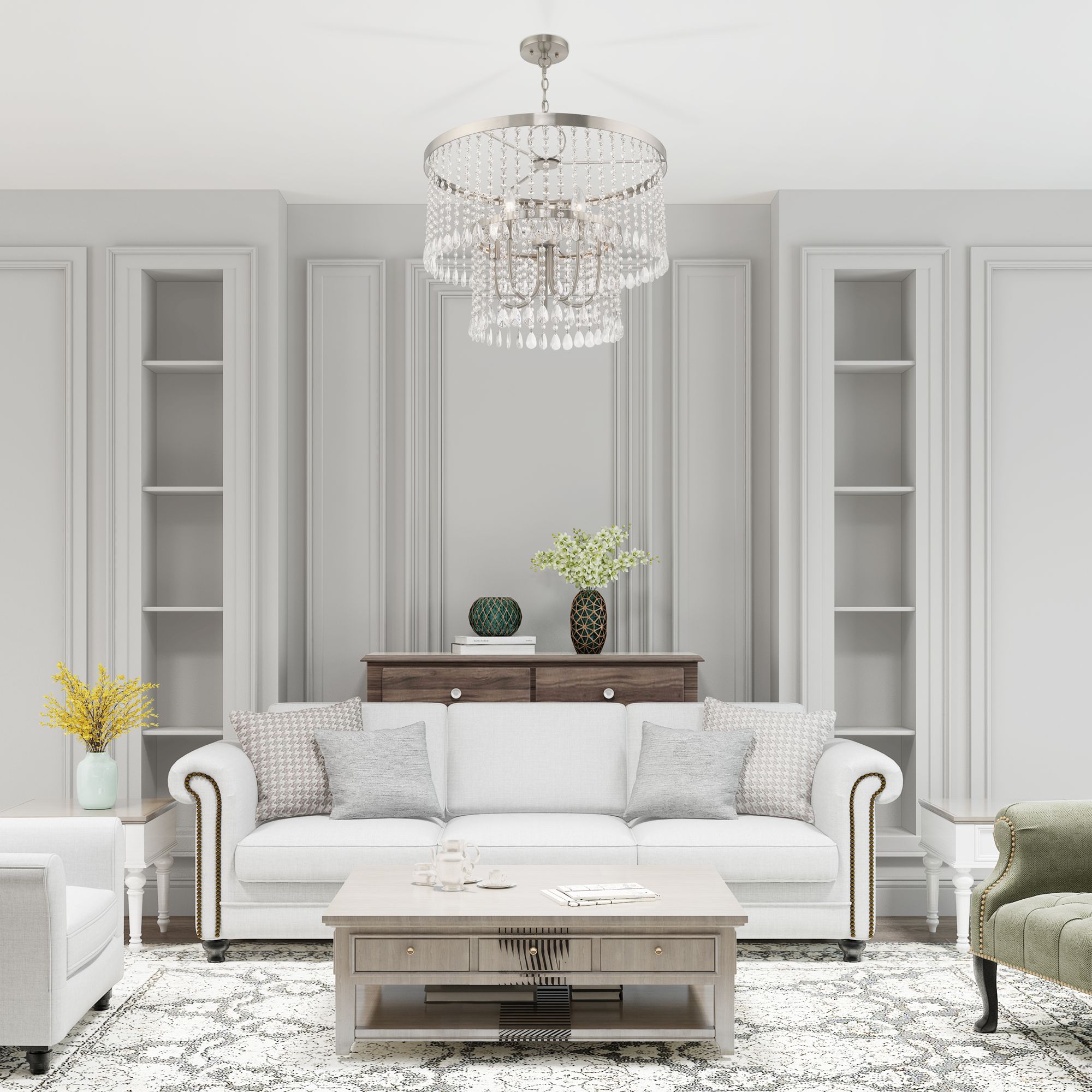 Elizabeth 5 Light Brushed Nickel Pendant Chandelier