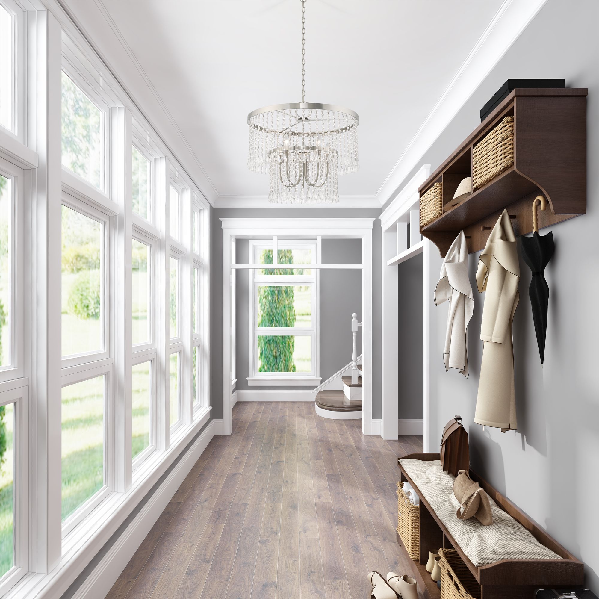 Elizabeth 5 Light Brushed Nickel Pendant Chandelier