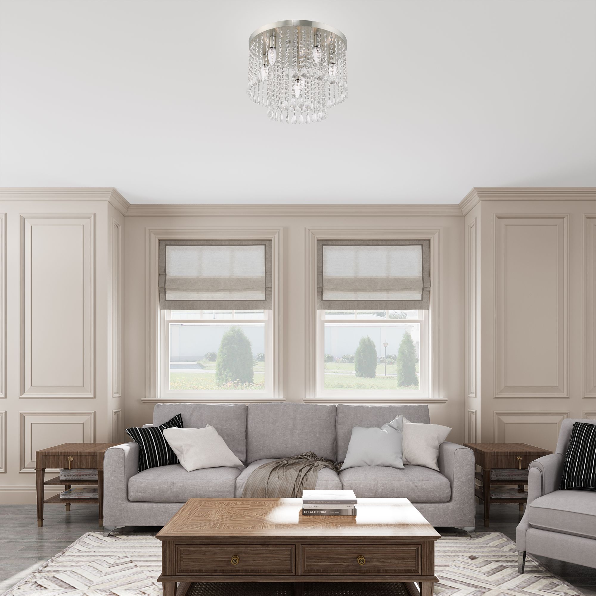 Elizabeth 6 Light Brushed Nickel Ceiling Mount