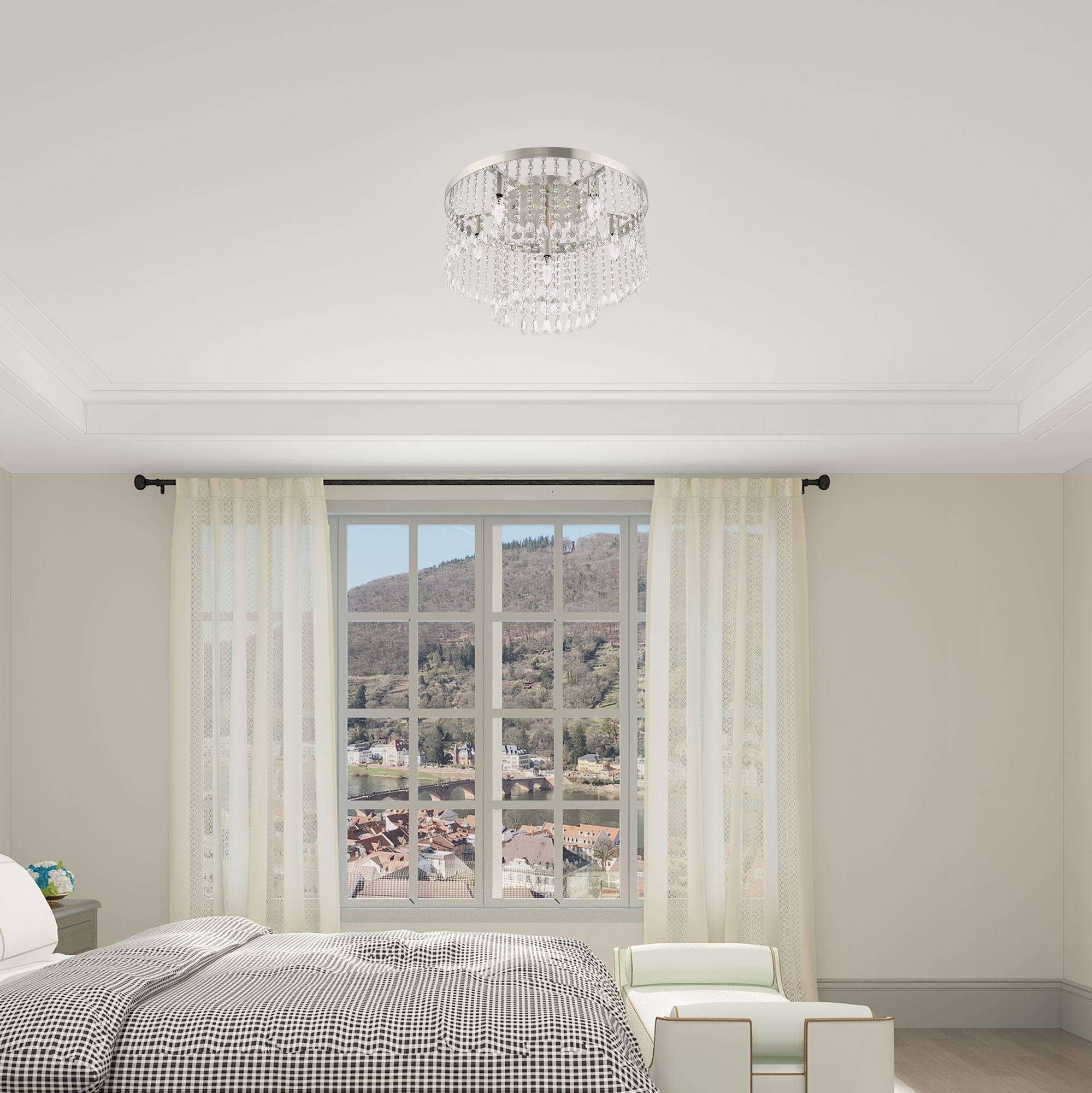 Elizabeth 6 Light Brushed Nickel Ceiling Mount