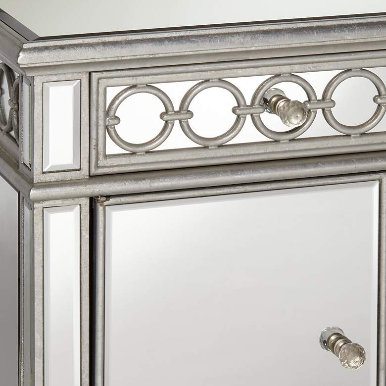 Image 7 Elizabeth 60 inch Wide 4-Door Silver Mirrored Buffet Cabinet more views