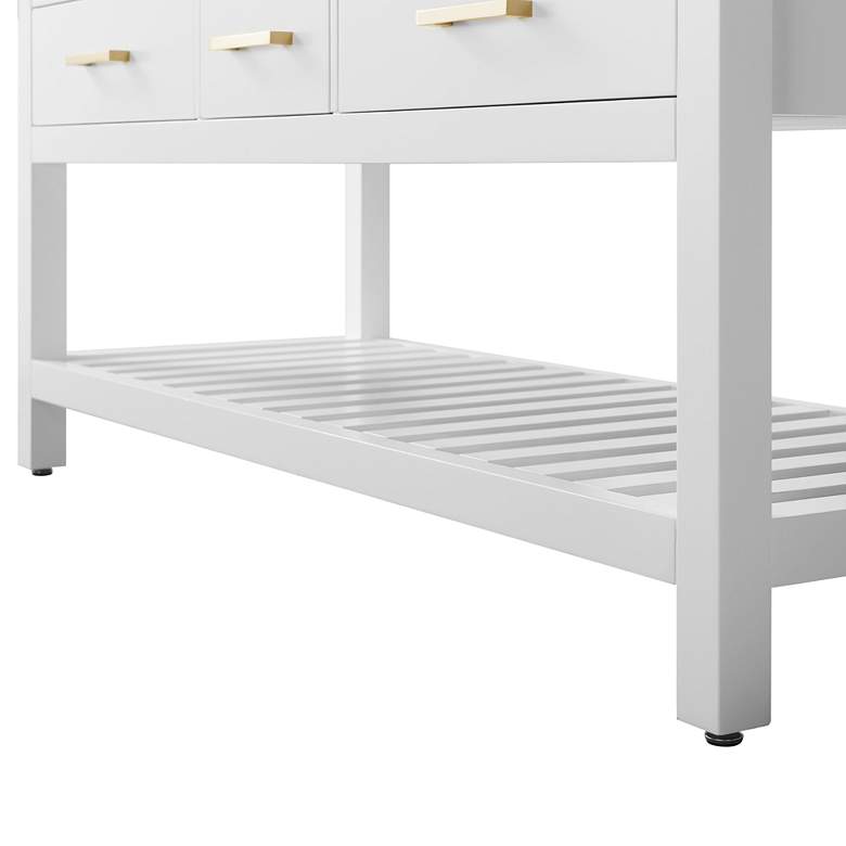 Image 2 Elizabeth 60"W Gold Hardware White Marble Double Sink Vanity more views