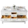 Elizabeth 60"W Gold Hardware White Marble Double Sink Vanity