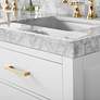 Elizabeth 60"W Gold Hardware White Marble Double Sink Vanity