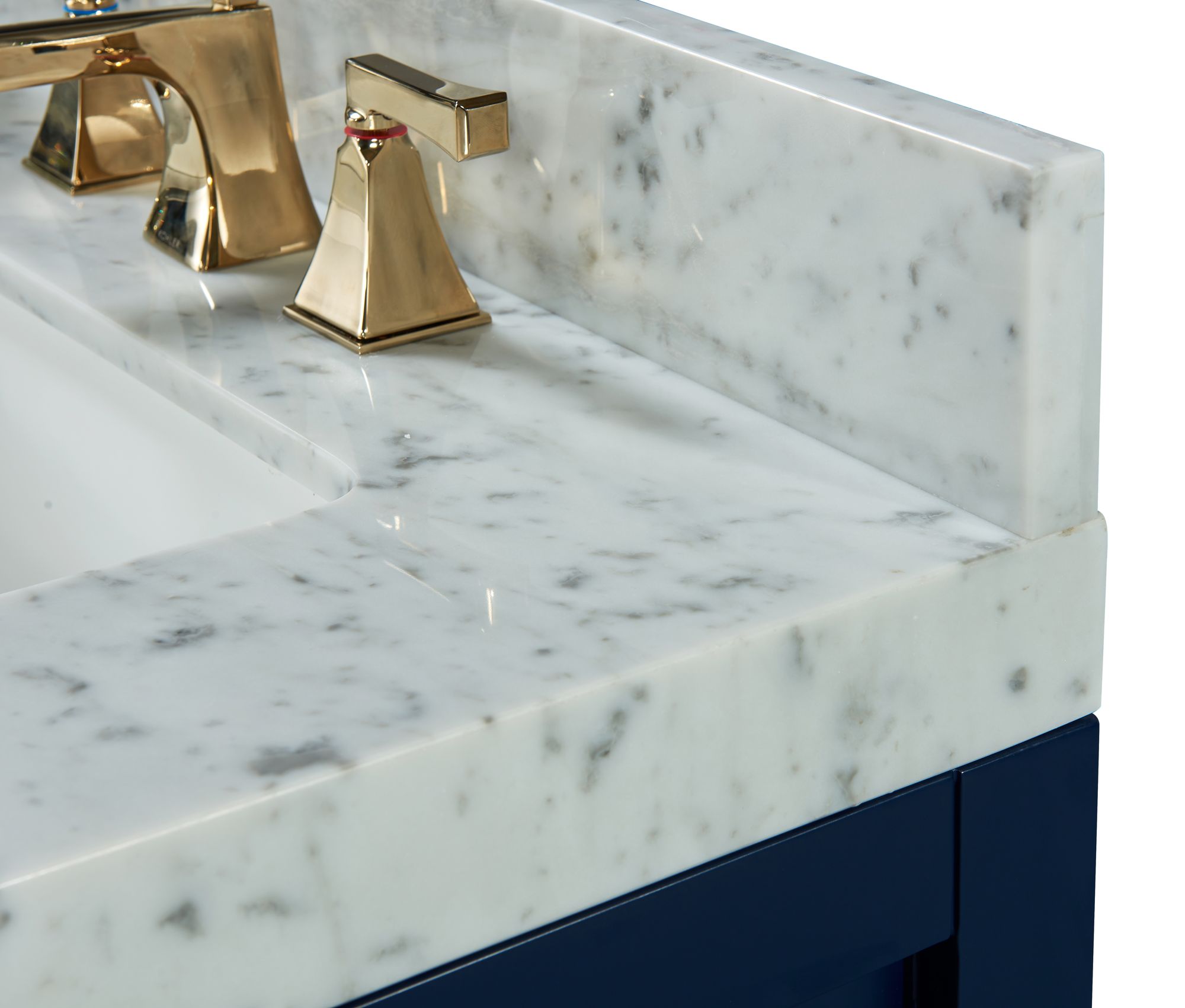 Image 2 Elizabeth 60"W Heritage Blue White Marble Double Sink Vanity more views