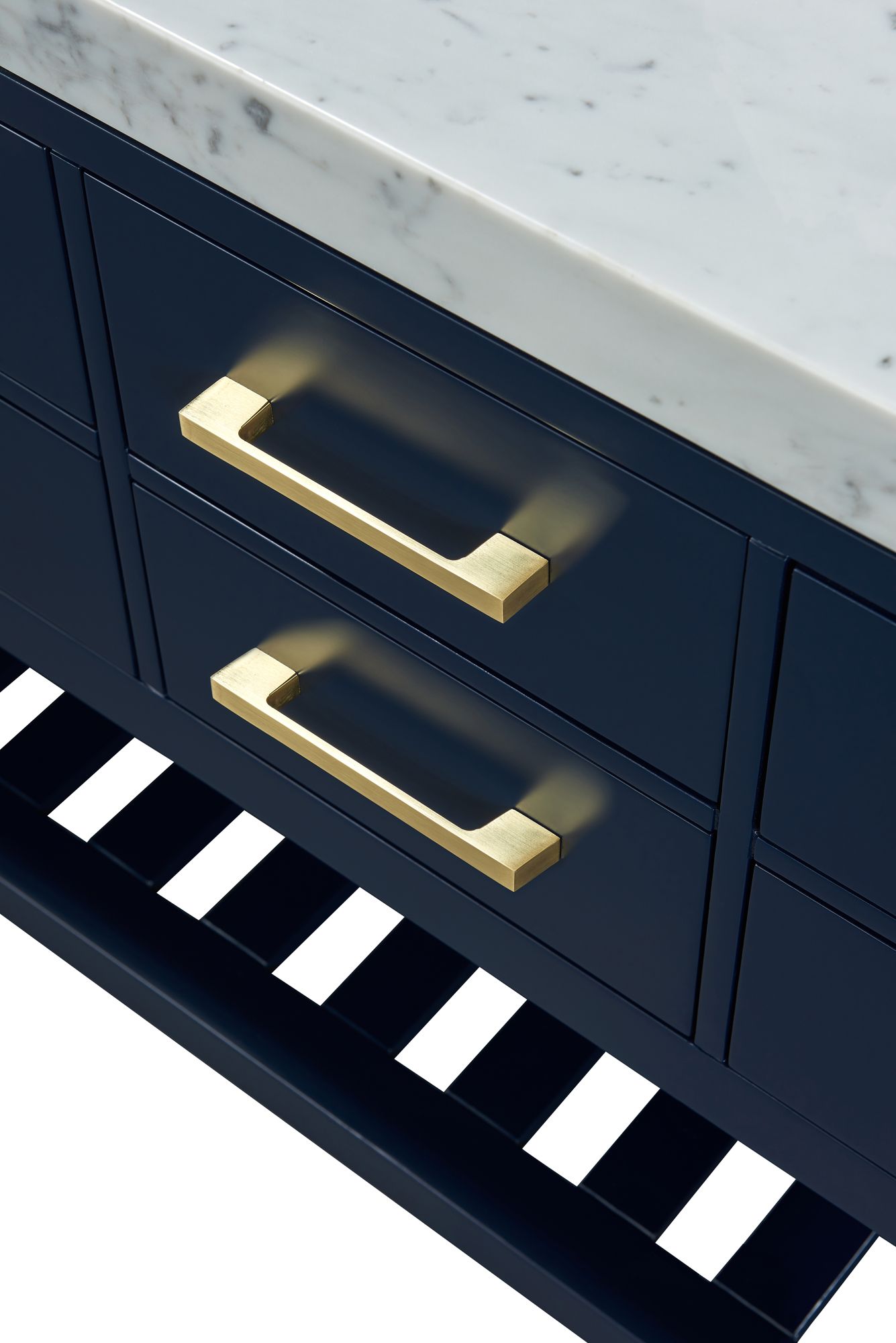 Elizabeth 60"W Heritage Blue White Marble Double Sink Vanity