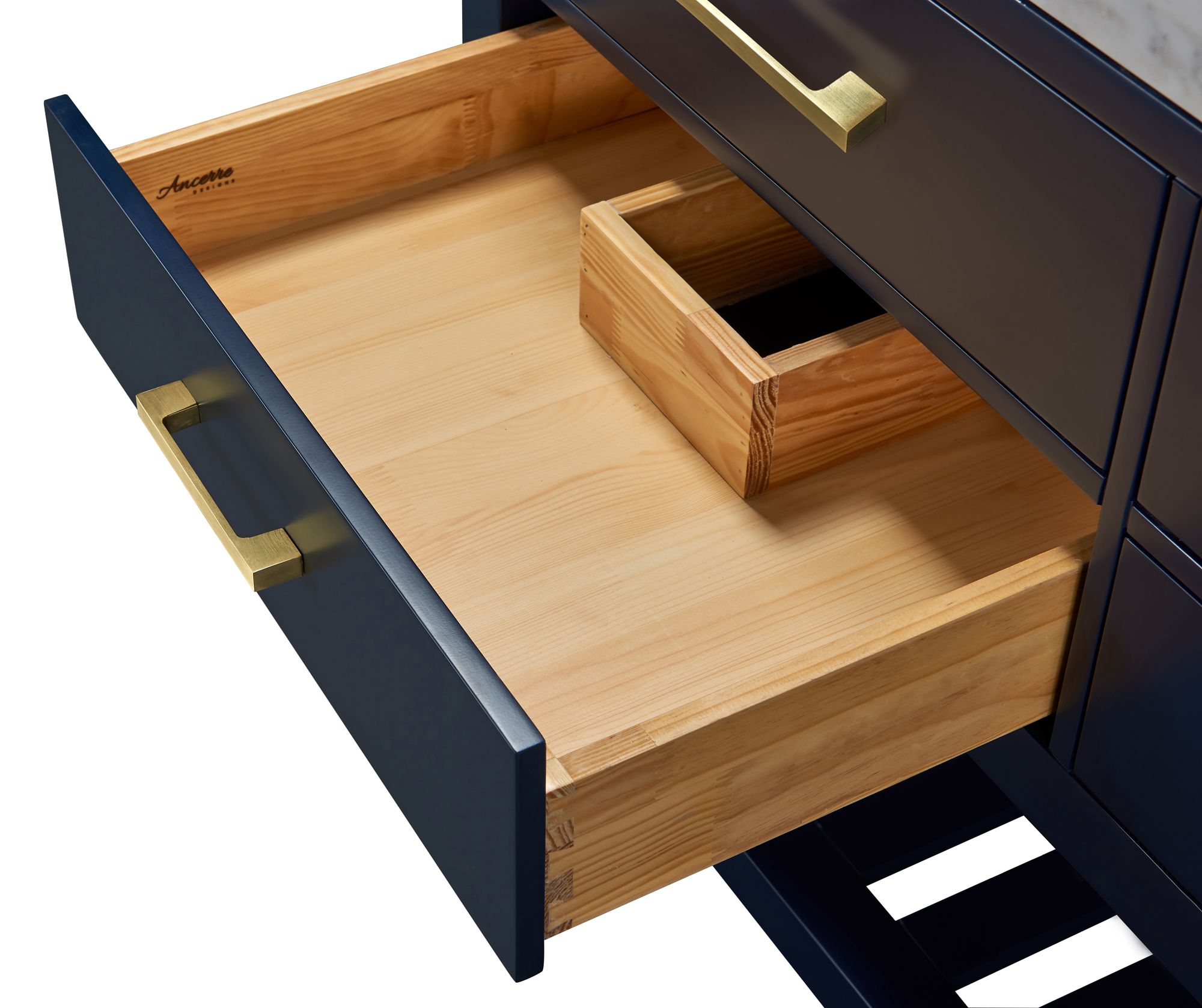 Elizabeth 60"W Heritage Blue White Marble Double Sink Vanity