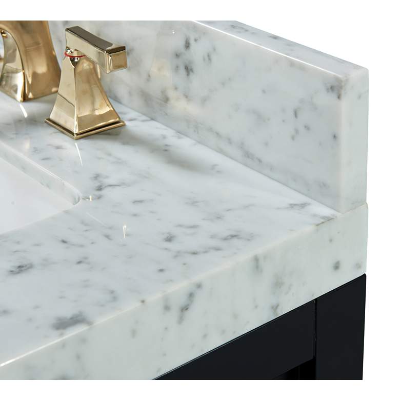 Elizabeth 60 inchW Onyx Black White Marble Double Sink Vanity more views