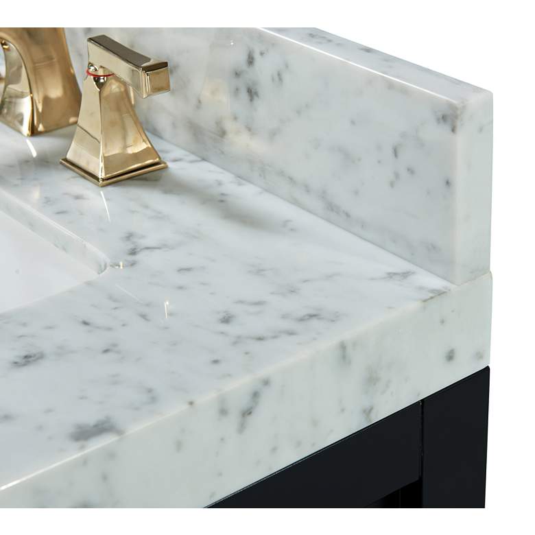 Image 2 Elizabeth 60 inchW Onyx Black White Marble Double Sink Vanity more views