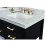 Elizabeth 60"W Onyx Black White Marble Double Sink Vanity