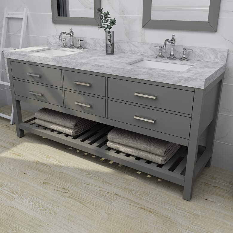 Image 1 Elizabeth Sapphire Gray 72" Marble-Top Double Sink Vanity